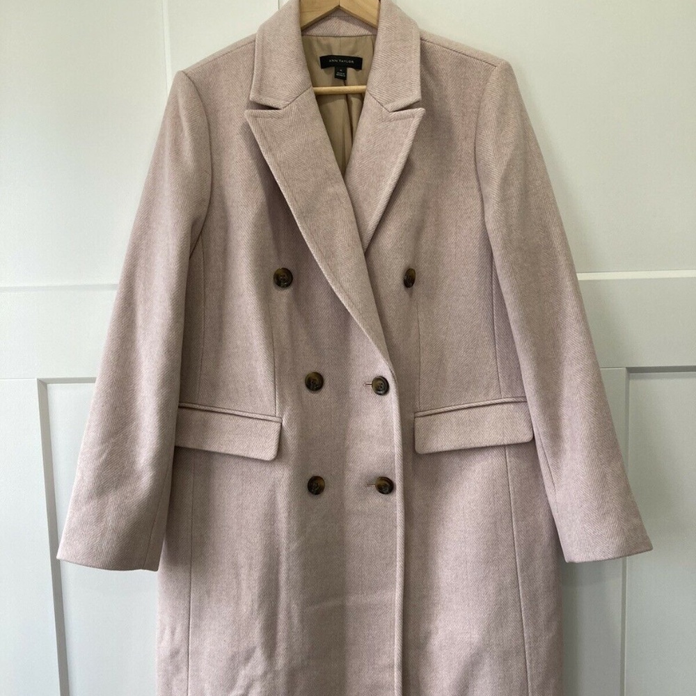 NWOT Ann Taylor Herringbone Chesterfield Coat Light Pink Size Medium